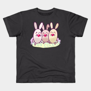 Three cute bunnies with hearts Kids T-Shirt